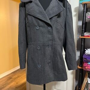 Alpine Swiss Charcoal Double-Breasted Pea Coat